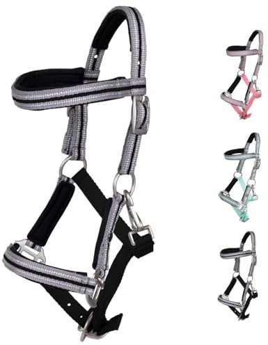 NETPROSHOP Fohlenhalfter Flore mit Stirnband weich gepolstert und verstellbar Falabella Shetty Pony Full, Groesse:Fohlen Full, Farbe:Schwarz