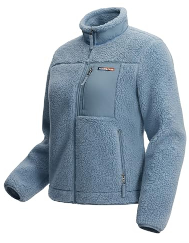 Pioneer Camp Giacca in pile da donna, antivento, di alta qualità (550 g), polsini elastici e orlo, calda giacca invernale per attività alpine e uso quotidiano, Foglia di tè, XL