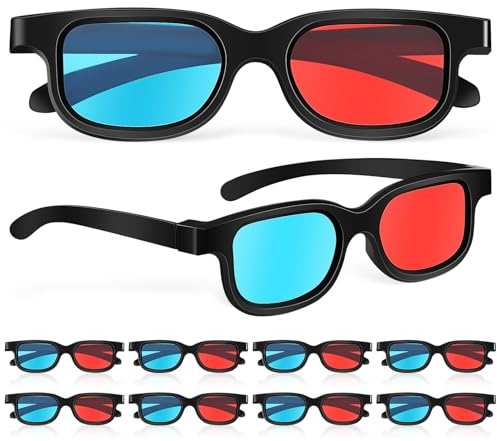 PACKOVE 10 Pcs 3D Red Blue Glasses for Movies Home Theater Compatible with Computer Monitors Tvs Projector Screens Comfortable Lightweight Frame
