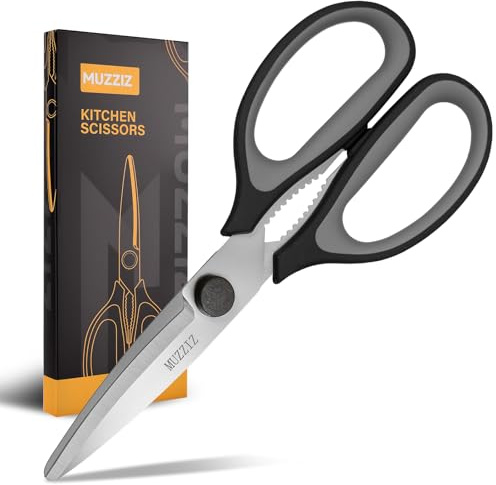 Kitchen Scissors All Purpose, Heavy Duty Stainless Steel Come Apart Kitchen Shears for Food, Herbs, Meat, Fish with Soft Comfort Grip Handle - 8.3-Inch Black