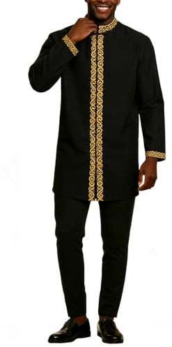 Celanisai Costume africain pour homme Dashiki traditionnel Ensemble 2 pièces Blazer à rayures et pantalon aznug Ethnique Décontracté Costume pour homme Coupe ajustée Vêtements de fête de mariage