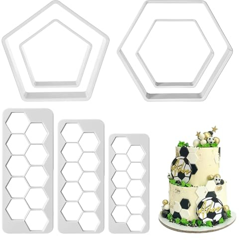 Cobee 7 Stück Fussball Ausstechformen Set, Sechseck Ausstechformen Set | Fußball Muster, Keks Fondant Ausstecher, Tortendeko, Fussball Keksausstecher, für DIY Tortendeko, Dessert Dekorieren