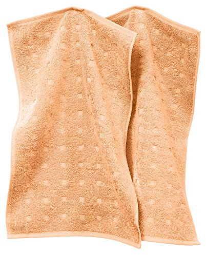 Möve Gästetuch Quadretti 2er-Pack Walk-Frottier apricot Größe 30x50 cm