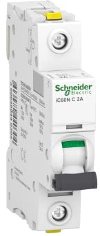 Schneider Electric Leitungsschutzschalter Acti9 iC60N, 1-polig, 2A, C-Charakteristik, 6kA, 50kA, Artikelnummer A9F04102