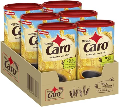 Nestlé CARO Landkaffee, lösliches Pulver aus Gerste, Gerstenmalz, Zichorie und Roggen, koffeinfrei, 6er Pack (6x200g)