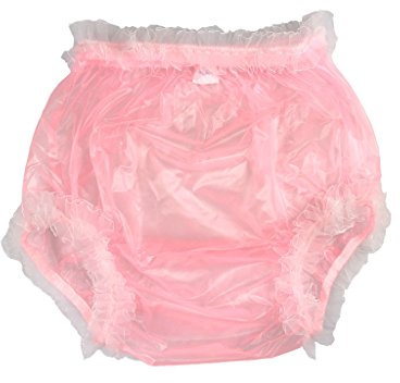 Haian Inkontinenz-Unterhosen, für Erwachsene, aus Kunststoff und Spitze, farbig transparent, Rosa mit weißer Spitze
