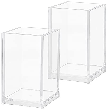 nbeads 2 porte-Stylos en Acrylique, Porte-Crayons Transparents Maquillage Porte-Pinceau Stylo Pot Organisateurs Stylo Tasse Conteneur Crayon Panier de Rangement pour la Maison, Bureau, Bureau
