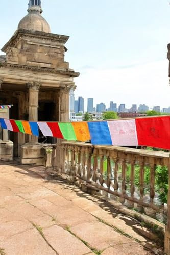 Religiöse Fahnen 5 Meter mit 20 Fähnchen (28x25 cm) | Tibetische Wimpelkette Nepal bunt rot gelb grün blau Regenbogen