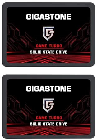 Gigastone SATA SSD internes 512Go (Lot de 2) 2.5 SATA III Interface 3D NAND Disque Dur SSD Disque de Jeu Compatible avec Ordinateurs Portables et Ordinateurs de Bureau 2.5 Pouces 550Mo/s SLC Cache