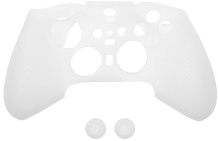 VGOL Mjukt halkfritt silikonfodral med tumgreppsskydd kompatibla med Xbox Elite trådlös kontroll serie 2, mjukt gummiskinnskydd, vit