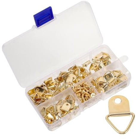 Housoutil 100 Sätze Dreieckiger Ringhaken Bildaufhänger Set mit Haken zum Aufhängen von Bildern Fotorahmenhaken Kleiderbügel Staffelei Metallhaken zum Aufhängen Bild Haken