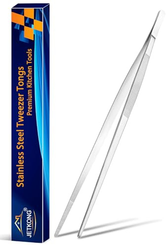 JETKONG 14 Inch Kitchen Tweezers Tongs Extra-Long Cooking Tweezers Stainless Steel Long Food Tweezer