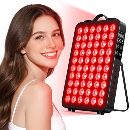 Panneau de thérapie par lumière rouge pour le corps, 660 nm 850 nm, panneau de luminothérapie proche infrarouge, 60 LED à double puce avec 300 W de puissance, idéal pour le corps, le visage, améliore