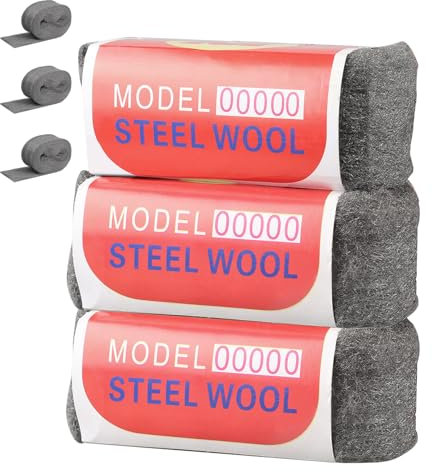 3 rollos de lana de acero 00000, lana de acero extrafina, para rellenar agujeros en paredes, garajes y jardines