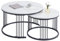 ZZINOKE Couchtisch Rund 2er Set,Weiß Couchtisch Marmor mit Schwarz Metallgestell,Wohnzimmertisch Modern,Moderne Wohnzimmertisch,Satztische fürs Wohnzimmer
