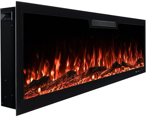 AFLAMO Chimenea Eléctrica LED Elite 153, Montaje en Pared, Efecto de Llama Multicolor, con Sonido y Calefacción (153x45x13)