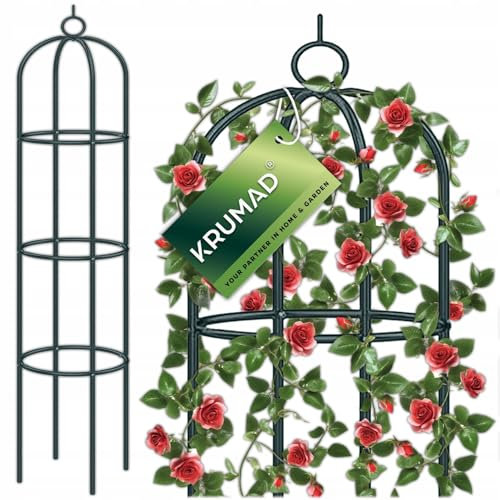 KRUMAD Obelisk Rankhilfe Metall 190x40x40 cm, Stabil Rankhilfen für Kletterpflanzen, Rankhilfe Garten, Gartenobelisk für Pflanzen, Rankgitter Metall für Garden, Terrasse und Balkon