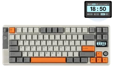 EPOMAKER RT85 Wireless Mechanical Keyboard with Joystick & DIY Screen, 8000mAh, BT/USB/2.4Ghz, Hot-Swap, PBT Keycap, Creamy Gasket, 75% Gaming Keyboard, US QWERTY (White, Creamy Jade Switch)