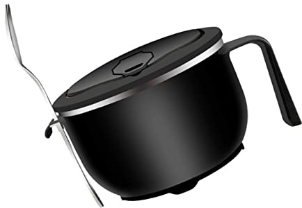 CLISPEED Bol à Nouilles Inox avec Couvercle et Poignée Antibrûlure Capacité Drainage Pratique Bol Alimentaire pour Étudiants et Repas Extérieur