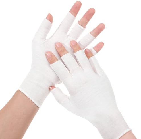 YBEATY 6 Pairs White Cotton Moisturizing Gloves | Soft Fingerless Breathable Work Glove Liners, Touchscreen-Friendly, Cut 5 Fingertips, Comfortable for Women, Eczema Dry Hands