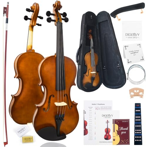 DIGERVY Violin 4/4 Full Size Kit, Violin Fiddle Set for Beginner Adults Students with Rosewood Bow, Violin Case, Shoulder Rest, Extra Strings and Bridge(Plywood, Full)