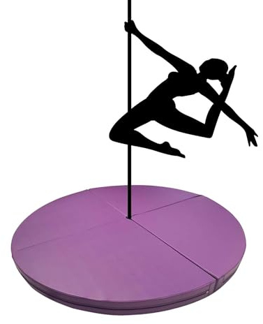 Pole Dance-matta, extra stor poldansmatta för nybörjare - 140 cm cirkulär gymnastik fallskyddsmatta för strippövningar