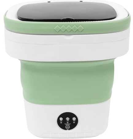 Mini lavadora, 12 L, 36 W, plegable, minilavadora con 3 modos de limpieza, con conector de drenaje y manguera, para ropa de bebé, ropa interior o calcetines (verde)
