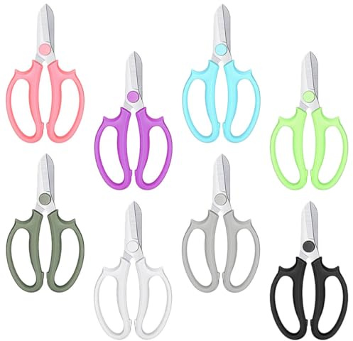 TOYZFRIENDY Ciseaux de Taille Jardin 8 Pièces Multicolores – Sécateur à Main Ergonomique Anti-dérapant en Acier Solide, Outils Polyvalents pour Fleurs, Verger et Composition de Fleur