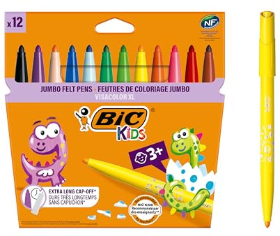 BiC Kids Ecolutions Visa Color XL Felt Pens - Assorted (Pack of 12) - Bic 12 Rotuladores Visacolor XL