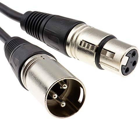 kenable XLR Microphone Cable Male to Female 3 Pin Balanced Audio Lead Screened Copper Conductors Black 6m