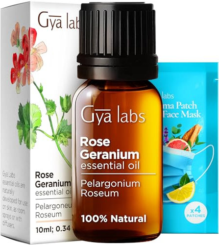 Gya Labs Ätherisches Rosengeranie Öl für die Haut - 100% Reines Natürliches Rosengeranienöl für Diffusor, Aromatherapie, Selbstpflege und Kerzenherstellung - Frischer Blumenduft (10 ml)