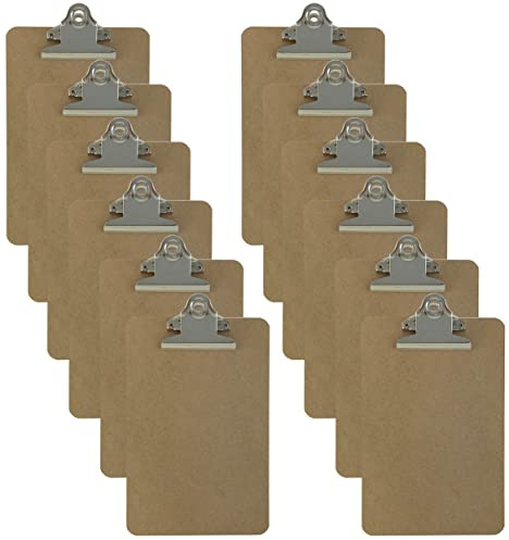 Trade Quest Memo Size 6'' x 9'' Clipboards Standard Clip Hardboard (Pack of 12) (Pen Not Included - for Scale Only)