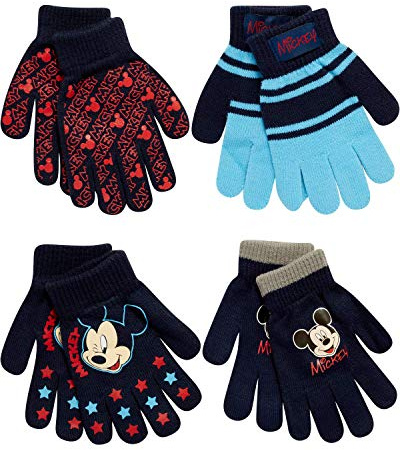Disney Boys 4 Pack Mitten or Glove Mickey Mouse, Cars Lighting McQueen (Toddler/Little Boys), Size Age 4-7, MICKEY GLOVE 4-7