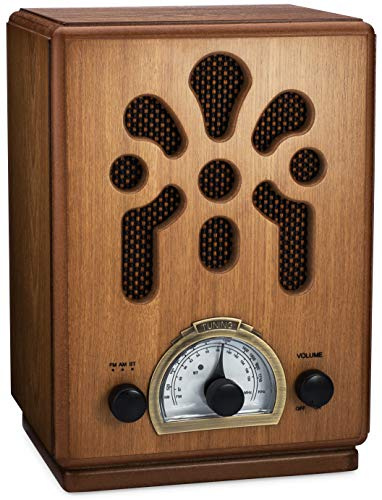 ClearClick Classic Vintage Retro Style AM/FM Radio with Bluetooth - Handmade Wooden Exterior Brown