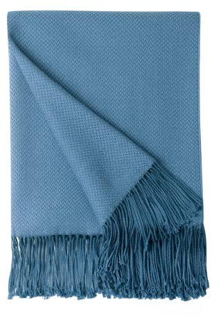 BOURINA Herringbone Throw Blanket Two Tone Faux Cashmere Lightweight Soft Cozy Couch Bed Chair Fringe Sofa Throw Blankets 127 x 152cm,Spa Blue