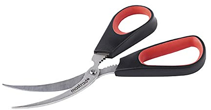 MASTRAD – Ciseaux A Crustacés – Courbée & Dentelées – Epousent Parfaitement La Forme Des Crevettes – Décortique Tous Types De Carapaces – Casse Pince Intégré