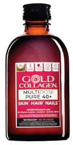 GOLD COLLAGEN Multidose 40+ - Collagene Integratore Antiossidante e Supporto Sistema Immunitario con Vitamina C e D, Collagene Marino con Acido Ialuronico e Biotina Capelli, Pelle, Unghie e Ossa 300ml