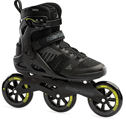 Rollerblade Macroblade 110 3WD Mens Adult Fitness Inline Skate, Black and Lime, Performance Inline Skates, 9.5