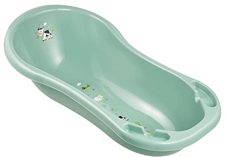 keeeper Funny Farm Baignoire pour Bébé Ergonomique, De 0 à 12 Mois Environ, 100 cm, Wiktoria, Nordic Green
