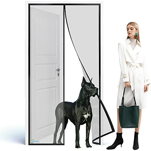 Mosquitera Magnética Para Puertas 205 x 230 cm Cortina Mosquiteras Magnética de Malla Antiinsectos con,Sellado Automático,Fácil de Ensamblar Negro