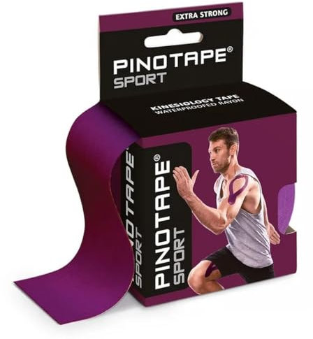 Pinotape Bande de kinésiologie de sport | 5 m x 5 cm | Bande de kinésiologie imperméable | Extra forte | Bande élastique de qualité supérieure pour le sport et la thérapie | Aubergine (1)