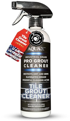 AQUA-X Grout Cleaner 16oz - Heavy Duty Tile & Grout Stain Remover for Floors, Showers & Bathrooms - Deep Cleaning Formula for Bright, White, & Sealed Grout - Non-Toxic, Easy Scrub