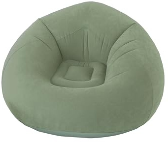 ED Enjoy Home Sillón de Exterior Inflable 100x100 cm, Verde Salvia, 100% PVC Flocké, Colección Jardín Borneo