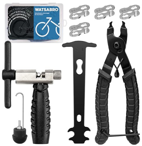 WATSABRO Kettennieter Fahrrad Pro,Fahrradketten Nieten und Kettenschloss Zange,Fahrradketten Werkzeug,Kettenwerkzeug Fahrrad Set,Fahrradketten Reparatur Set 3.0 für 6-12 Fach Fahrradkette Werkzeug