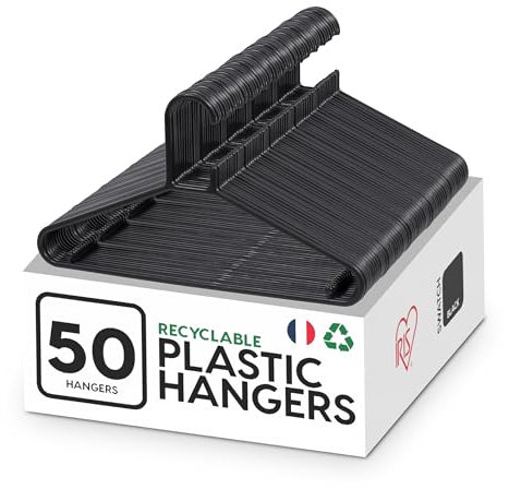 Iris Ohyama, schwarz, 39 cm, 50 stück, Kleiderbügel Plastik, Kunststoff, CHM-39, Bügel, Platzsparend, Strapazierfähig, Hangers, Mantel, Hemd, Jacke