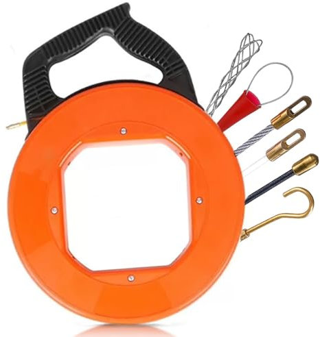 Aiguille Electricien,Tire Fils Electrique,Tire Fil,4,5mm 50m Aiguille Electricien,CâBle De Traction Avec 6 Ressorts De Guidage, Avec BoîTier En Plastique pour Installation Câbles électriques