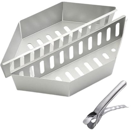 perfk 2 cestas de carbón para Parrilla de Barbacoa, Cesta Gruesa y Resistente, Accesorios para la Parrilla, Cesta para la Parrilla de carbón, 0.6 Mm de Espesor