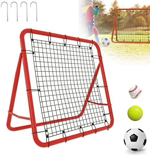TATIVALO Faltbares Fußball Rebound Netz 100x65cm – Prellwand mit 4 verstellbaren Stufen, ideal für Schusstraining und Übungen – Robustes Stahlrohr + PE-Netz, Rebounder für Fußballtraining