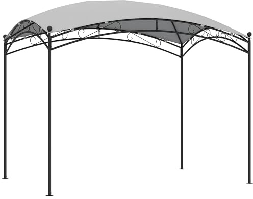 Outsunny Cenador para Jardín 3x2 m Pérgola de Jardín Gazebo con Cúpula Elegante y Estructura Metálica Impermeable Carpa para Exterior Terraza Patio Gris