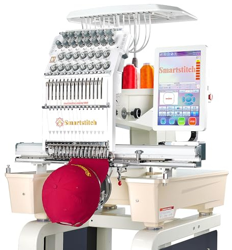 Smartstitch S-1501 Machine à Broder Ultra Beast 15 Aiguilles,Vitesse Max 1200SPM,Écran Tactile 12,WiFi disponible,Zone de Broderie 20x14(51x36cm),Capable de Broder sur Tissus Plats,Chapeaux,T-shirts